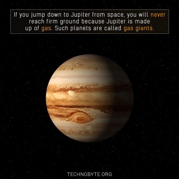 amazing fact - Jupiter doesn't have a defined land mass