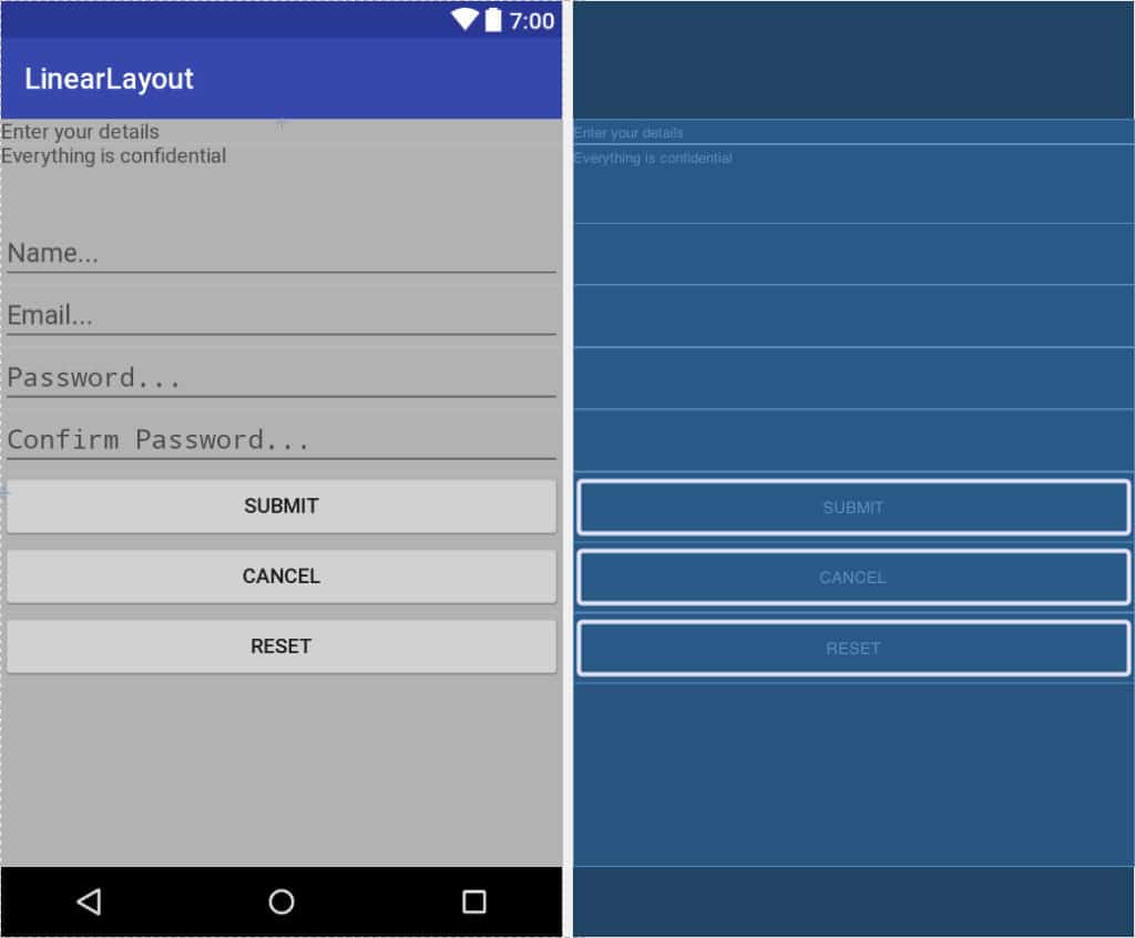 Android studio linearlayout прозрачность