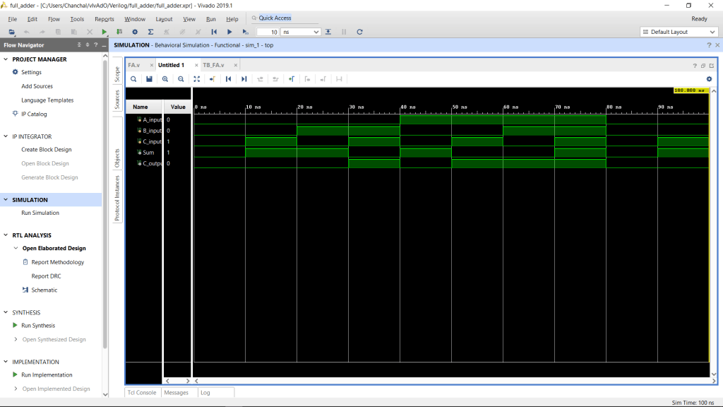 Verilog code for Full Adder using Behavioral Modeling