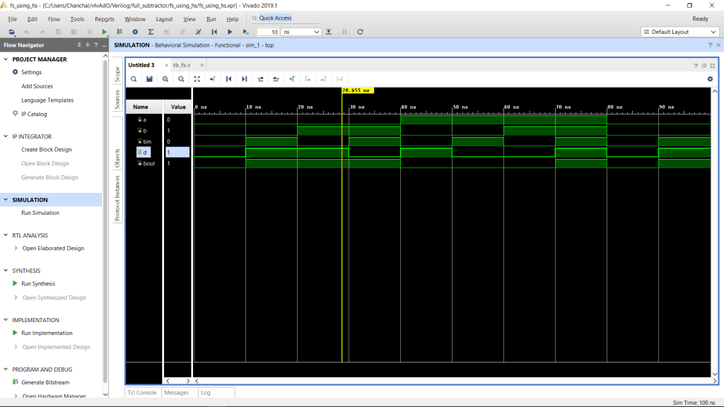 Verilog Code for Half and Full Subtractor using Structural Modeling