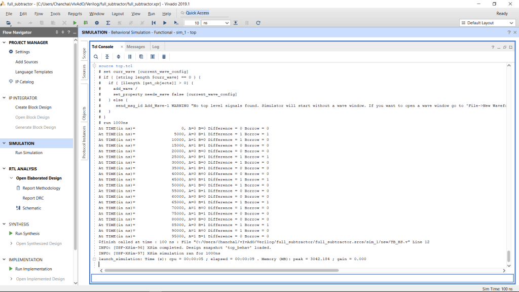 Verilog Code for Half and Full Subtractor using Structural Modeling