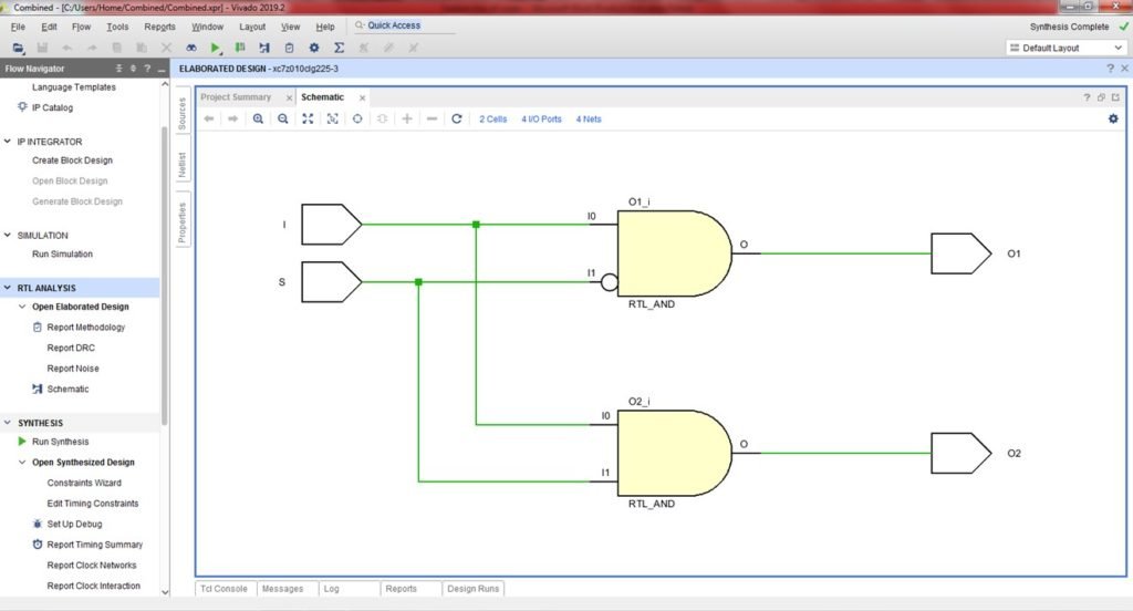 VHDL code for demultiplexer using dataflow method - full code & explanation